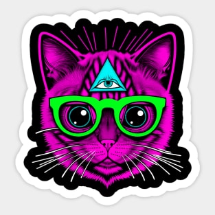 Shaman Kitty Pink Illuminati Sticker